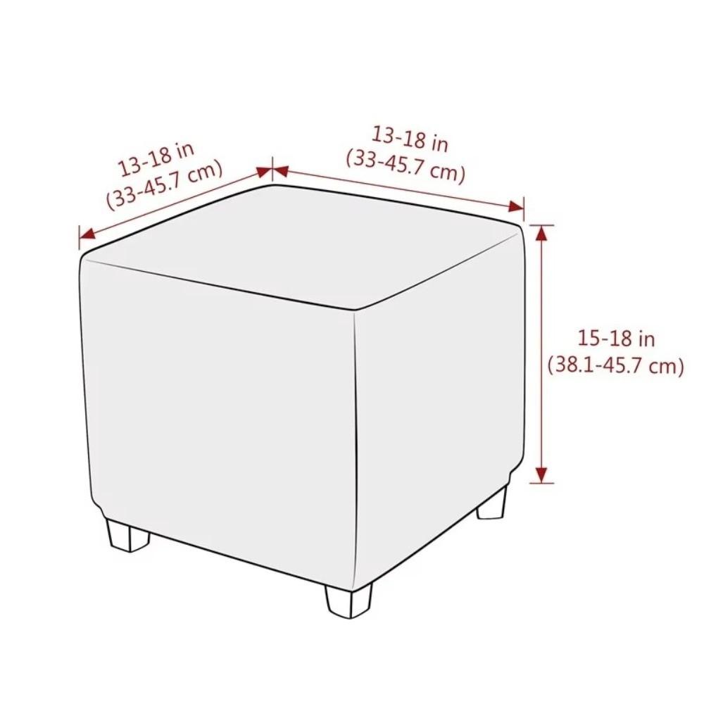 Durable Velvet Ottoman Cover Square Dustproof Pouf Stool Cover Solid Color Elastic Footrest Slipcovers