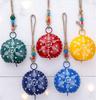 Set of 5 Handmade 4 Inch Boho Cow Bells Set with Jute Hanger, Vintage Wind Chimes for Farmhouse Wall Decor and Spiritual Witch Bells Protection