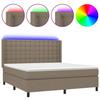 Exclusive House - Slatted Bed Base Mattress and LED Taupe 180x200 Cm Fabric