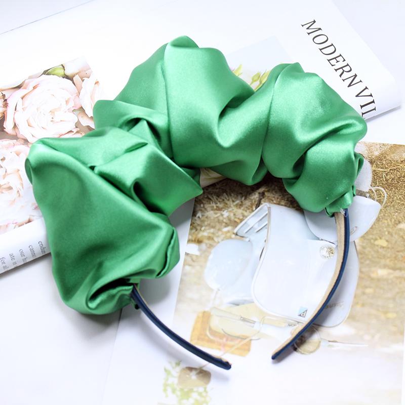 Lystrfac Solid Color Slik Padded Pleated Hairband for Women Fashion Scrunchy Headband Retro Hair Loop Female Hair Accessories