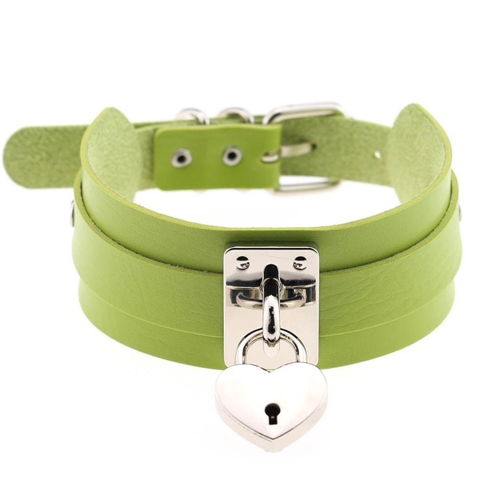 Heart Choker Necklace For Women lock Collar Leather Chockers Goth Punk Jewelry
