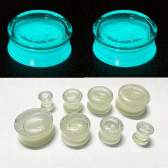Unisex Glow In the Dark Double Flared Saddle Ear Gauge Plug Body Piercing