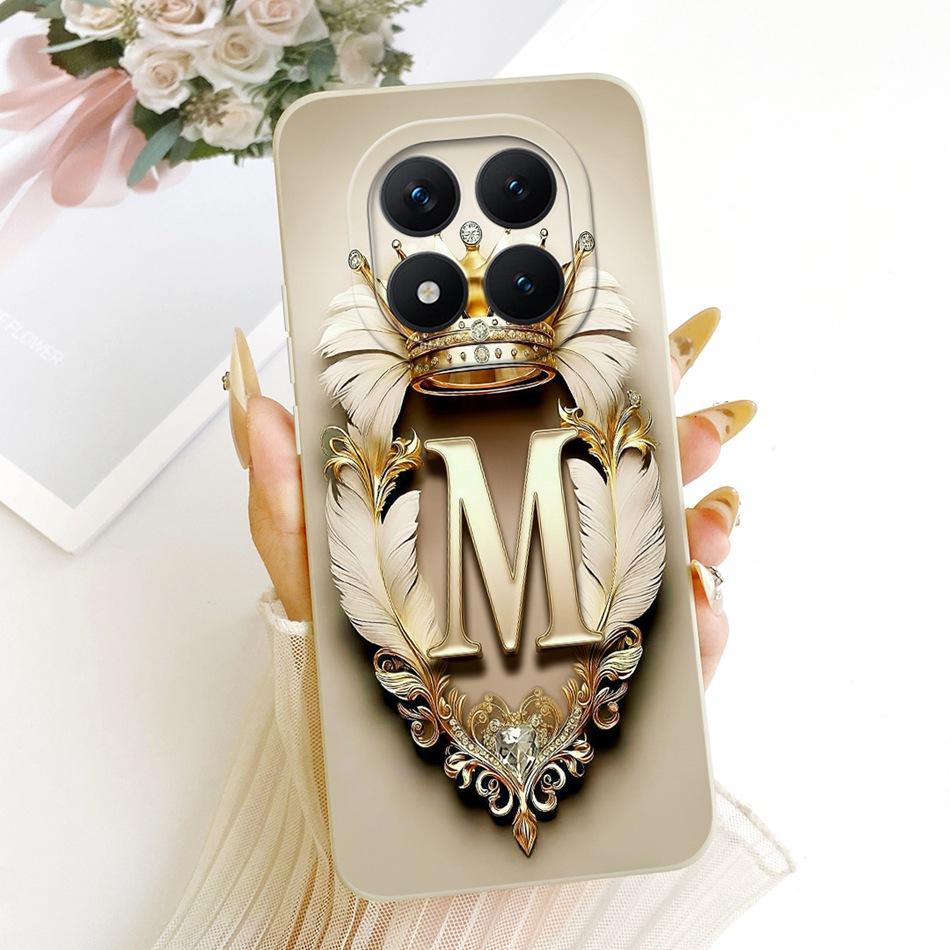 For Xiaomi Redmi Note 15 Pro+ 15Pro 5G Feather Crown Initial Letter Phone Case For Redmi Note 15 Pro Plus 5G Soft Silicone Cases