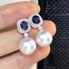 Gorgeous Flower Imitation Pearl Earrings Women Luxury Inlaid Sparkling CZ Stone Fashion Wedding Jewelry Wholesale Lots