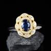 Bijuterii Color Treasure Inel din Argint Sterling S925 cu Safir Natural Inel Incrustat pentru Femei Inel Deschis Stil Curte Bijuterii