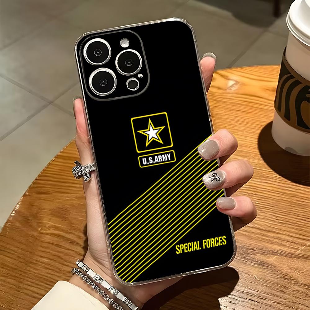 Military Army Special Forces Phone Case For Iphone 15 Pro Max 14 16 Plus 11 12 Mini 13 Pro 7 8 X XR XS SE Transparent Back Cover