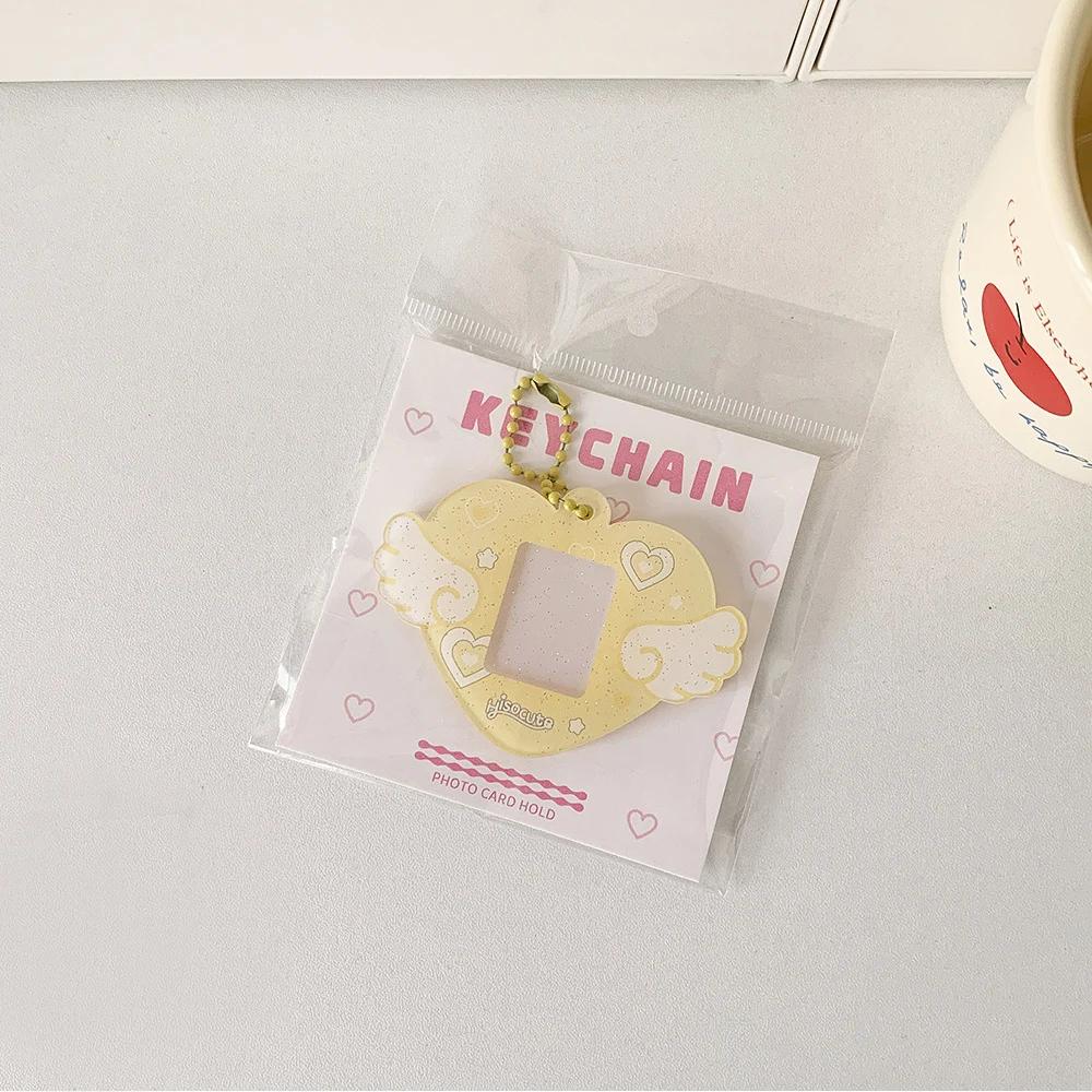 Portable Glitter Star Acrylic Photocard Holder Keychain 1-Inch ID Card Case Student Kpop Idol Photo Bag Durable Card Storage