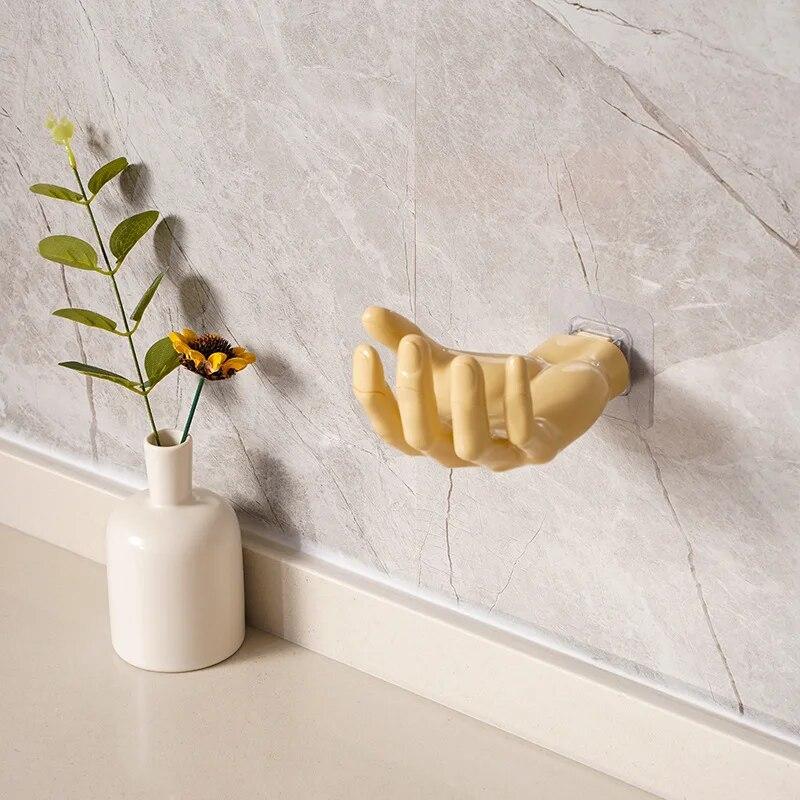 Palm Shaped Wall Hanging Strong Non Punching and Traceless Hook, Home Wall Storage Key Hook, Earphone Hook Storage Rack Wall