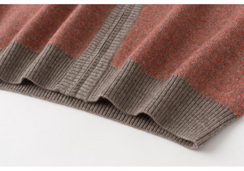 Stylish Thickened Wool Stand-Up Collar Cardigan for Middle-aged & Elderly Moms – Autumn/Winter Loose Zipper Knit Sweater Coat