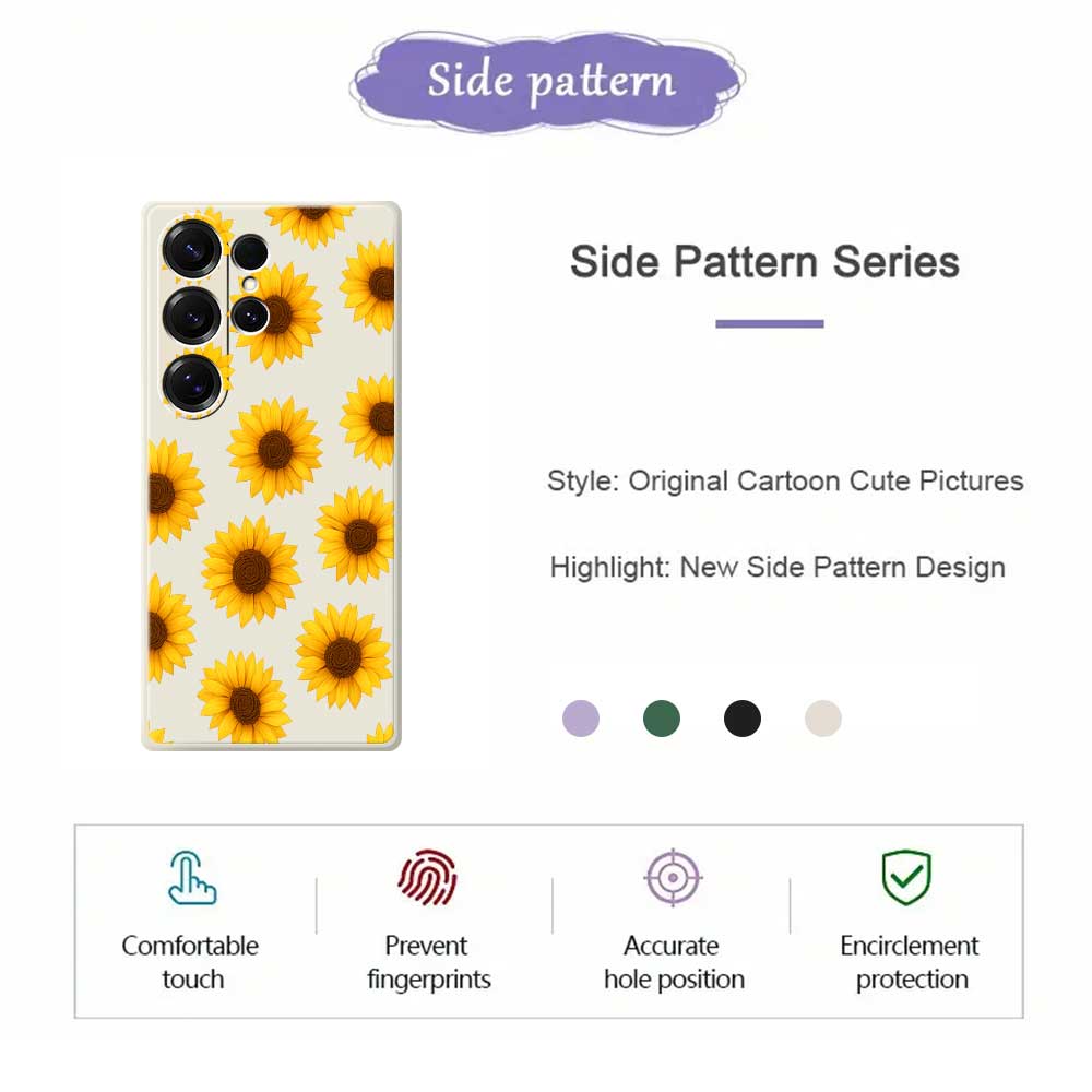 For Samsung Galaxy S25 Ultra Case Sunflowers Pattern Printing Straight Edge TPU Phone Back Cover