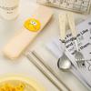 Cheese Cartoon Rice Spoon Stainless Steel Spoon Chopsticks Set Student Portable Three-piece Tableware Box