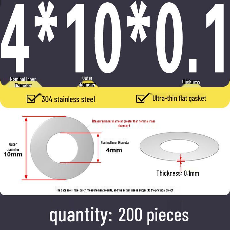 Plochá podložka z nerezové oceli 304 pro nastavení vůle hřídele (0,1/0,2/0,3 mm)