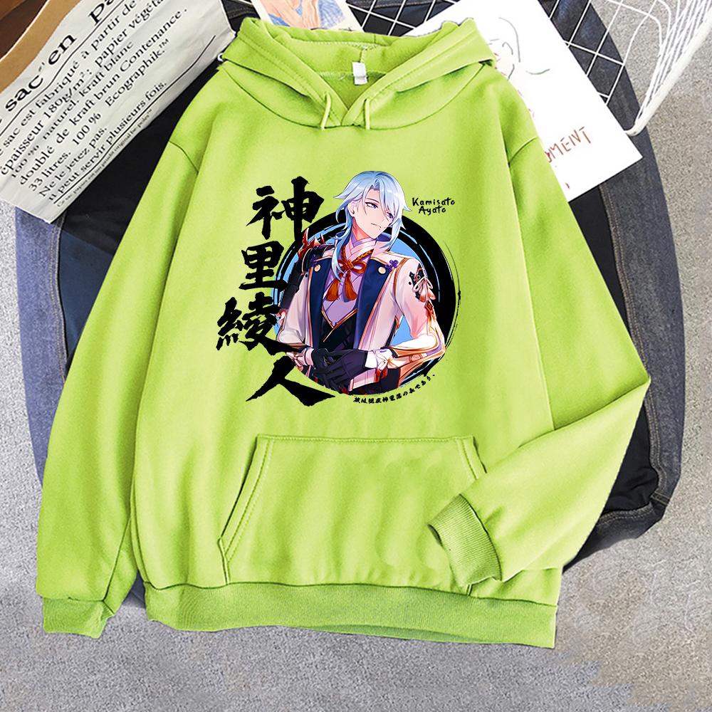 Genshin Impact Hoodie Kamisato Ayato Sweatshirts Women Clothes Unisex Couple Tops Graphic Print Pullovers Girls Plus Size Hoody
