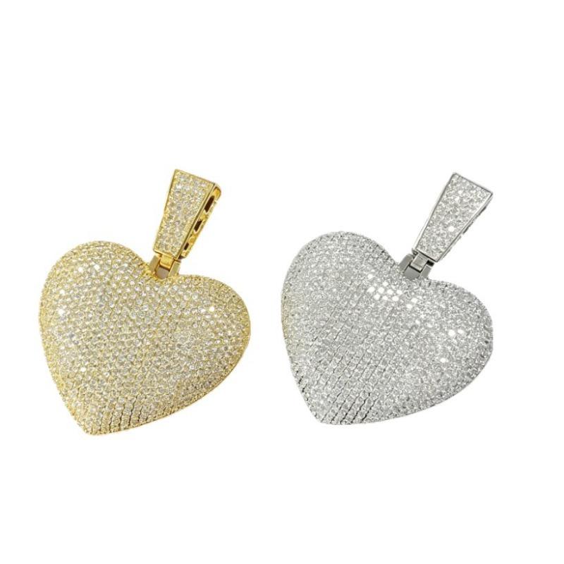 European and American Popular Copper Inlaid Zircon Full Diamond Heart Pendant, Hip-hop Trendy Brand Personalized Versatile Necklace