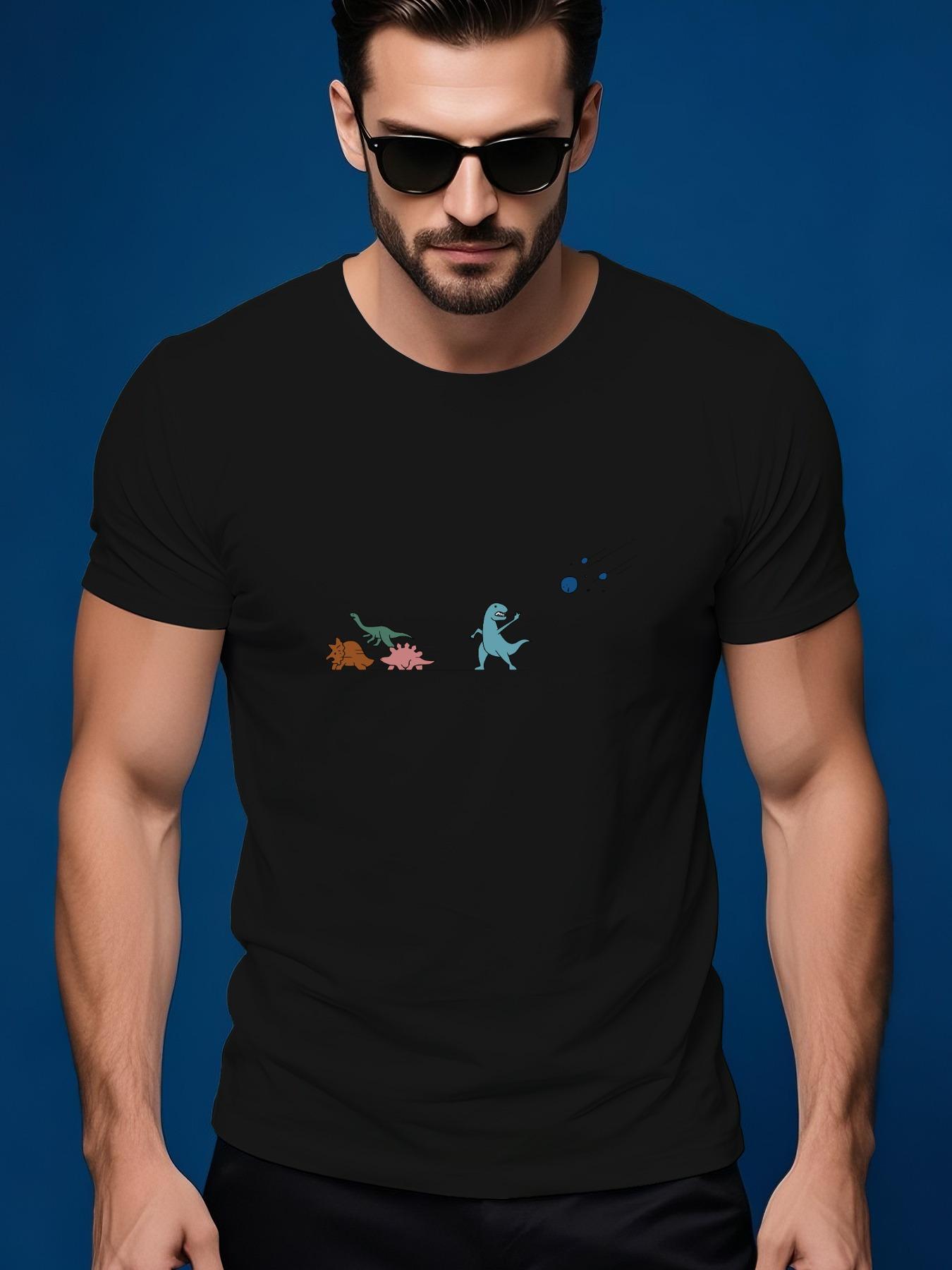 Short Sleeve Tshirt with Colorful Dinosaur Graphic Print ... M