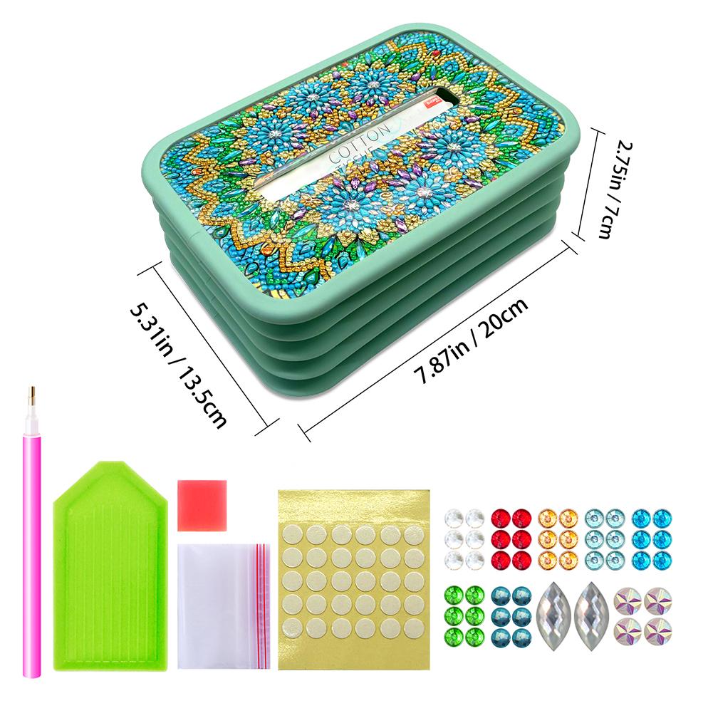 Mandala Crystal Diamond Embellished Paper Towel Box Diamond Painting Tissue Box for Bathroom Living Room Bedroom