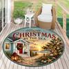 Cute Christmas Day Gift Bell Santa Claus Snowman Christmas Tree round rug Home Soft Decorative Anti slip Chair Mat Carpet Outdoor Floor Mat Carpet 91
