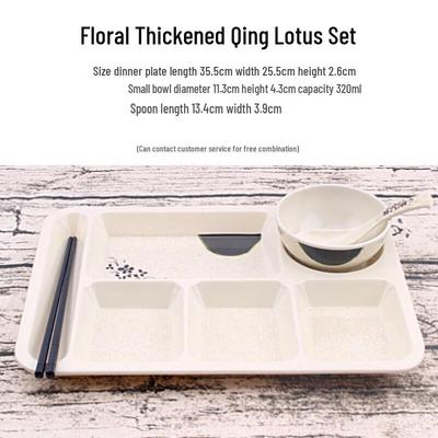 Melamine Rectangular 6-Compartment Divided Plate Set