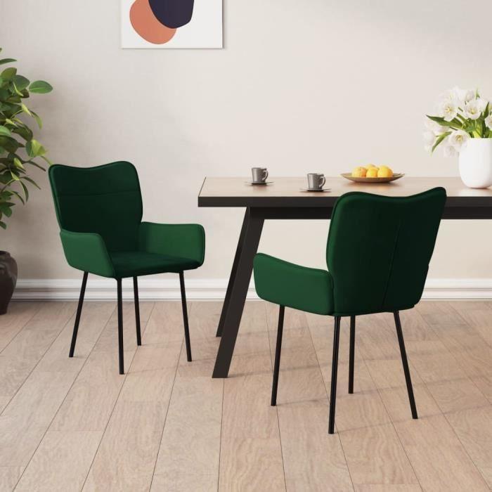 VidaXL Chaises de salle à manger 2 pcs Vert foncé Velours 344822