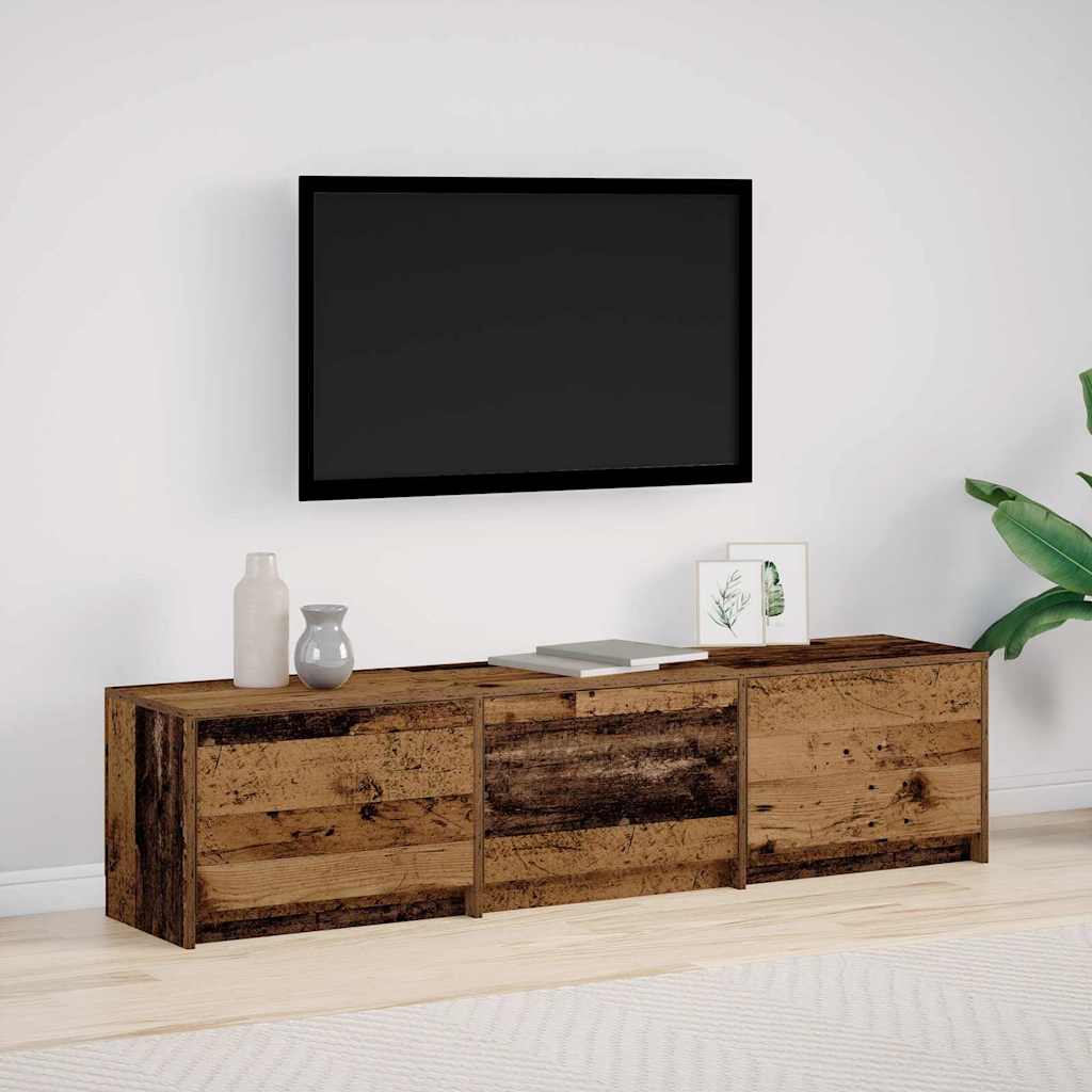 TV Stand with LED Lighting Reclaimed Wood Look 165 x 34 x 40 cm Particleboard