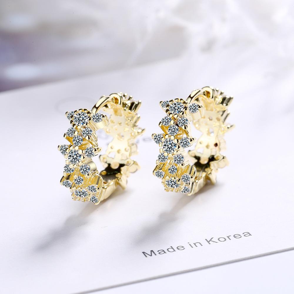 Simple Female Earrings  Sterling SIlver Cross Plum Blossom Mosaic Cubic Zircon Earrings for Women  Girlfriend Gift