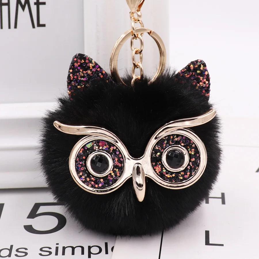 Creative Cartoon Owl Keychains Cute Big-eye Owl Gold Color Buckle Girl's Funny Keychain Handbag Ornament