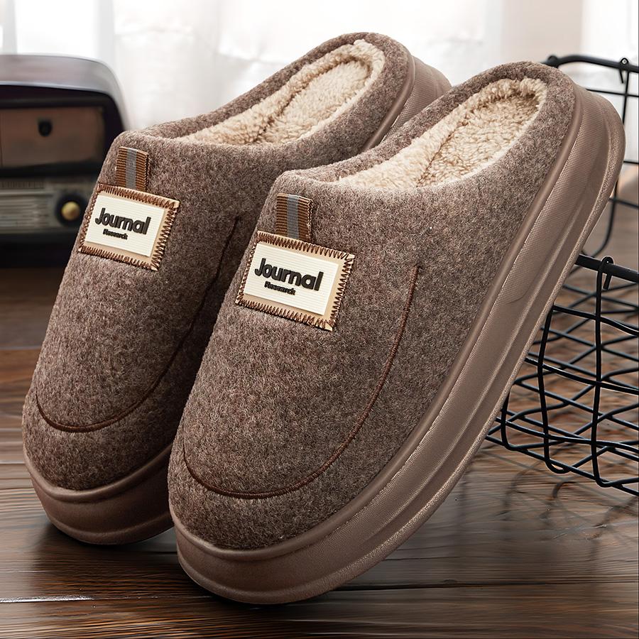 Men's Warm Plus Size Home Slippers Non-slip Couple Plush Cotton Slippers, Memory Foam Soft Sole Indoor and Outdoor Dual-use Home Shoes