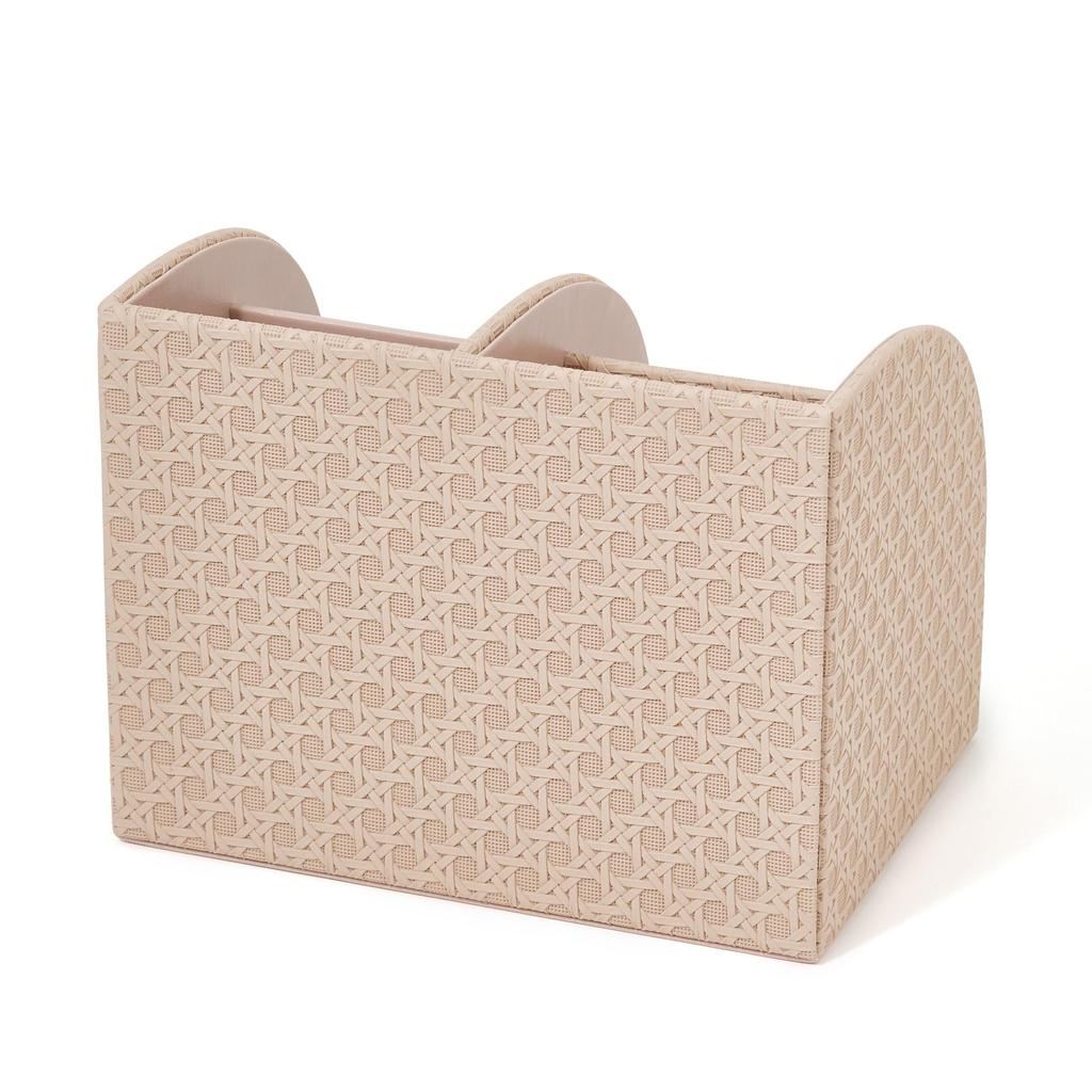 Francfranc Embossed Desk Organizer, Large, Pink, Drawer-Style Storage Box for Stationery and Small Items
