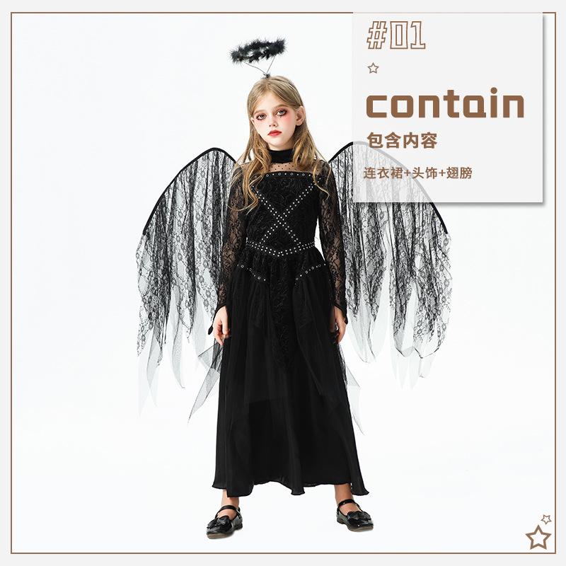

Хэллоуин Детский костюм Ангел Демон Девочка Ночной эльф Детская одежда Сценическое платье Платье для выступления 110cm