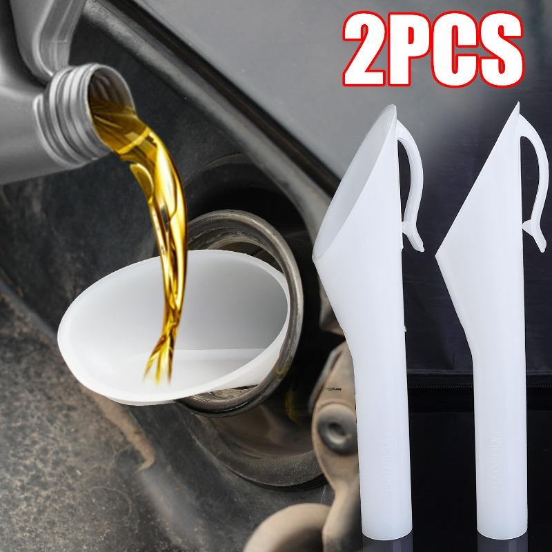 Petrol Fuel Filler Filling Funnel Tube Plastic White Long Spout Add Oil Fuel Glass Water Small Diameter Funnel Car Accessory