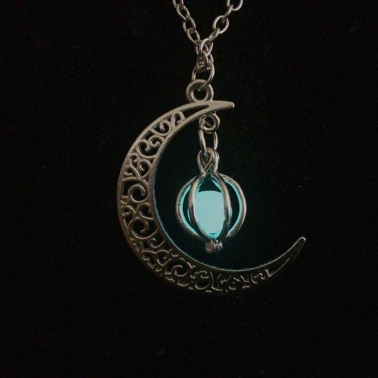

Модное ожерелье с кулоном в виде луны, светящееся, в стиле панк, ретро, готика, женское цвет морской волны