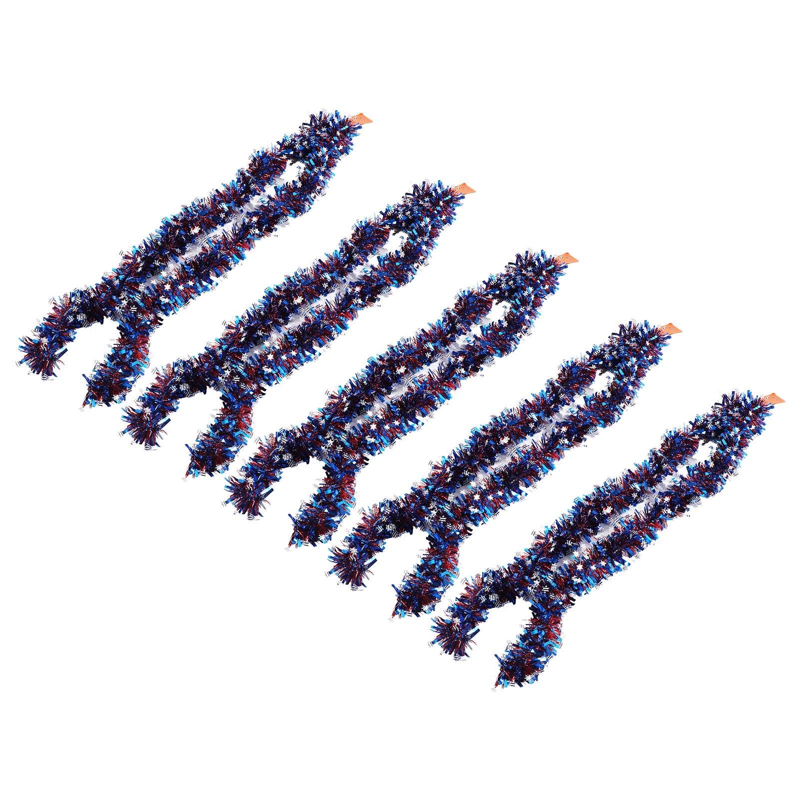 5 PCS 2m Patriotic Garland Colorful Independence Day 4th of July Tinsel Garland Theme Party Door Decoration