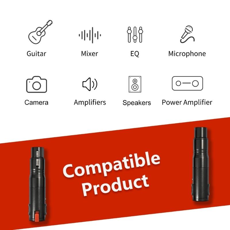 1/4inch to XLR Female Adapter 6.35mm Female to XLR Female Adapter Female Plug to XLR Converter for Guitar Microphones