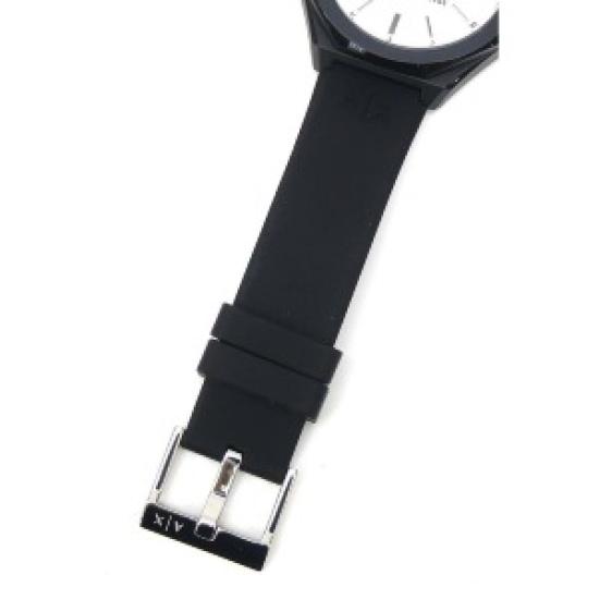 Open Box Armani Exchange AX4600 Classic Signature Quartz Watch – White Dial, Black Silicone Strap
