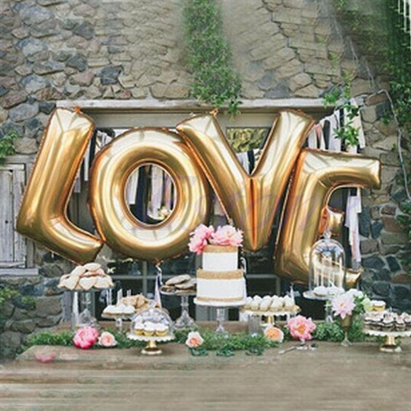 Elegant Gold Silver 16" Foil Letter Number Balloons For Birthday Party Decor