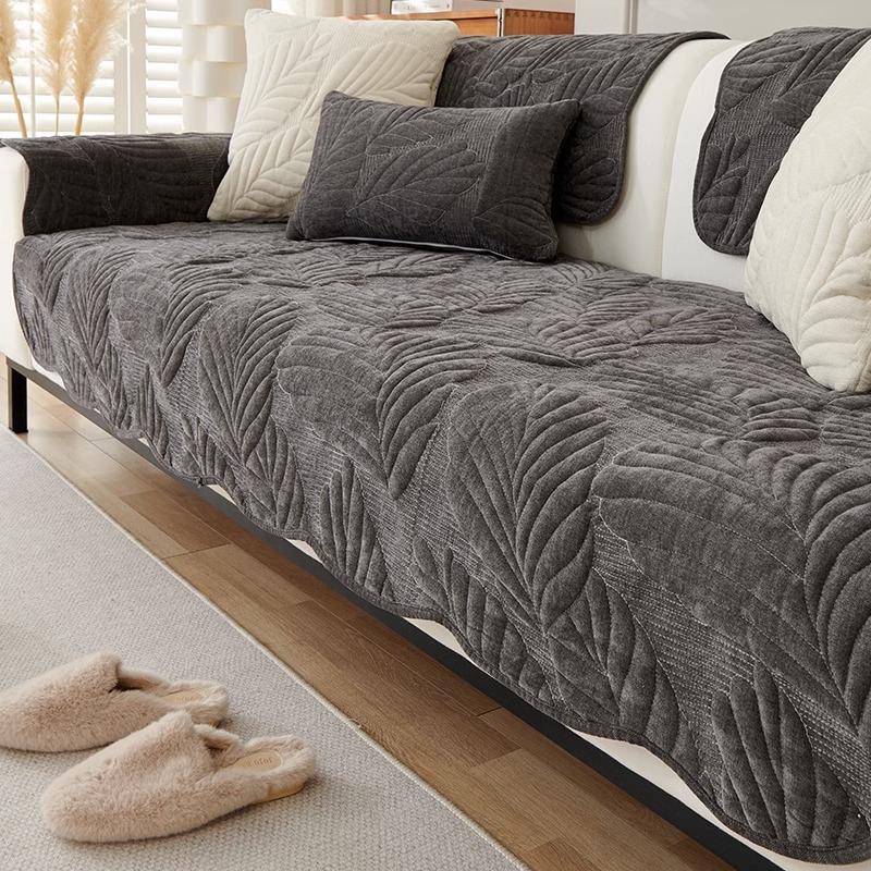 Chenille Sofa Cushion Four Seasons Universal Non-Slip Stain-Resistant Black Sofa Cushion All-Inclusive Sofa Back Towel Cover Cloth