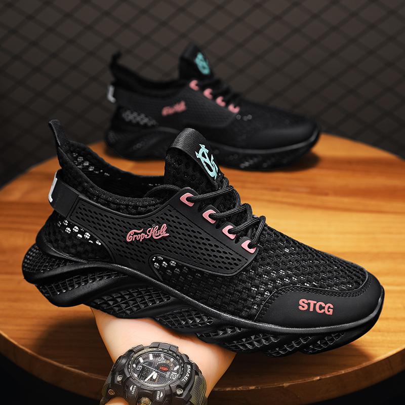 

Модные быстросохнущие повседневные кроссовки для мужчин, пляжные сандалии на плоской подошве, мягкие и удобные, износостойкие, проветриваемые, для использования в помещении и на открытом воздухе 44 чёрный