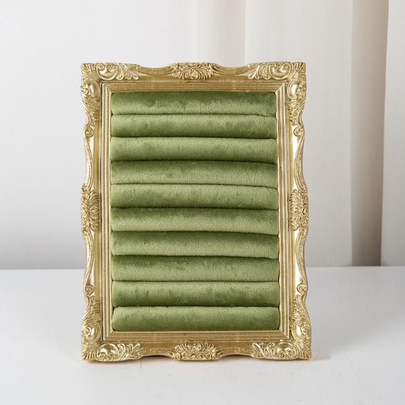 Suporte de Exibição de Joias Veludado Estilo Porta-Retrato Vintage Para Anéis Brincos e Pequenos Acessórios Com Múltiplas Opções de Cor