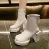 High Heels Kurze Stiefel Damen Mode Schuhe Herbst Winter Chunky Heels Wasserdicht Karree Übergröße Stiefeletten 2024