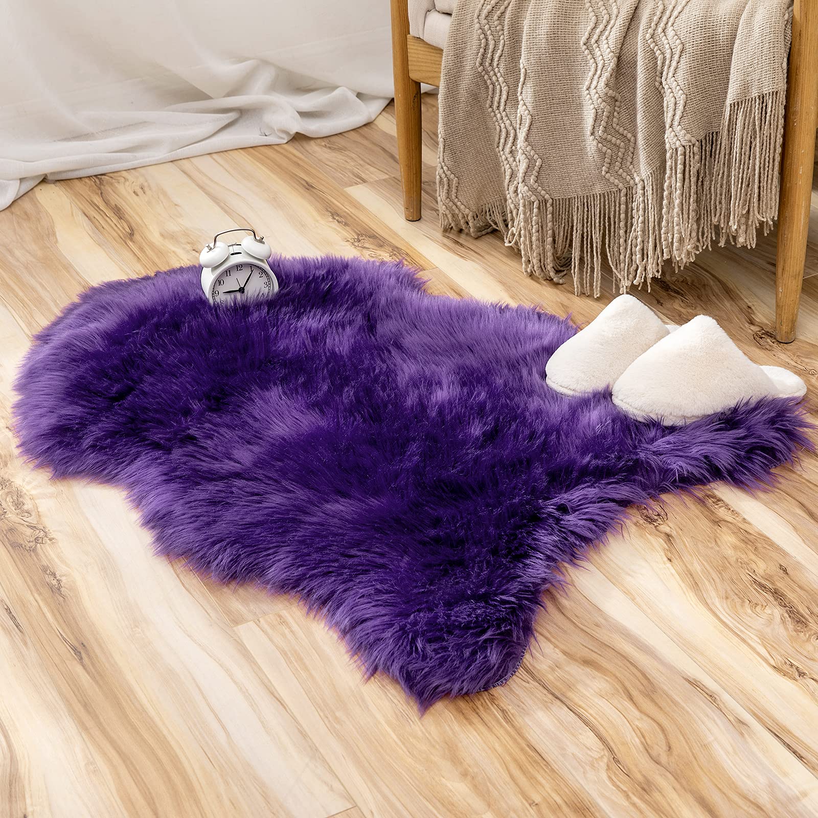 Luxe Nep Schaapsvacht Tapijt Woonkamer Zacht Pluizig Pluche Tapijt Kinderkamer Nachtkastje Tapijt Kunstbont Vloerkleed Wol Tapijten 60x90cm 23.6x35in