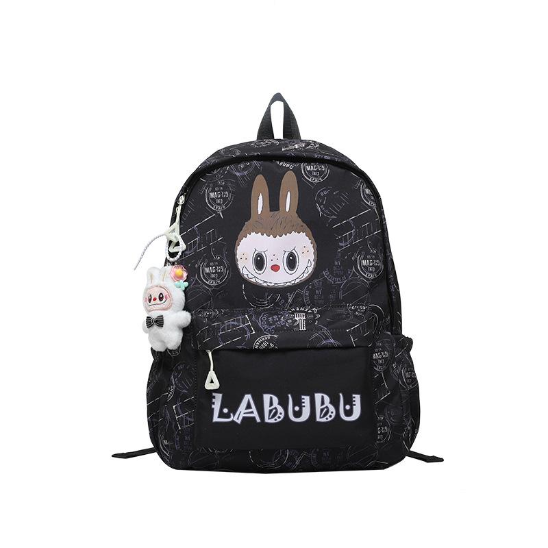 

School bag Cartoon Rabub New trendy backpack Large capacity exquisite printed student school bag single package чёрный