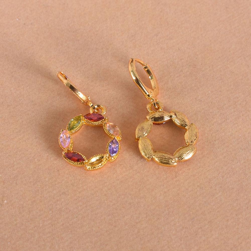 1 Pairs of Women's Earrings 18 k Gold Plated Geometric Zircon Topaz Earrings