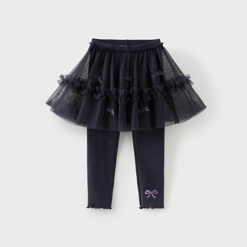 David Bella Children s Skirt Pants 2026 New Girls  Mesh Leggings for Older Children, Faux Two-Piece Nine-Point Pants, Spring Collection Night Purple [Ready Stock] 120