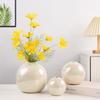 Beautiful Colored Pearl White Spherical CeramicVase Home Decoration Flower Arrangement Artificial Vase Room Aesthetic Decoration