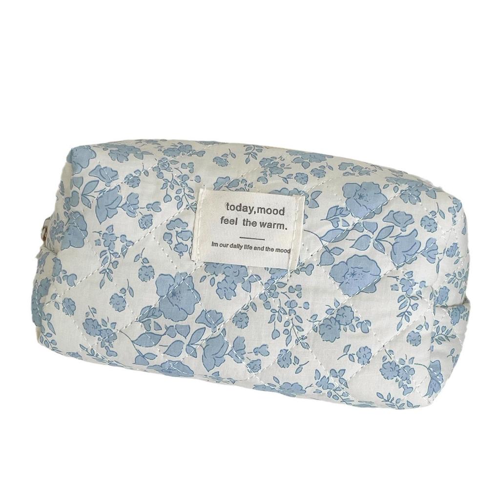 Vintage Blue Begonia Octagonal Makeup & Travel Bag