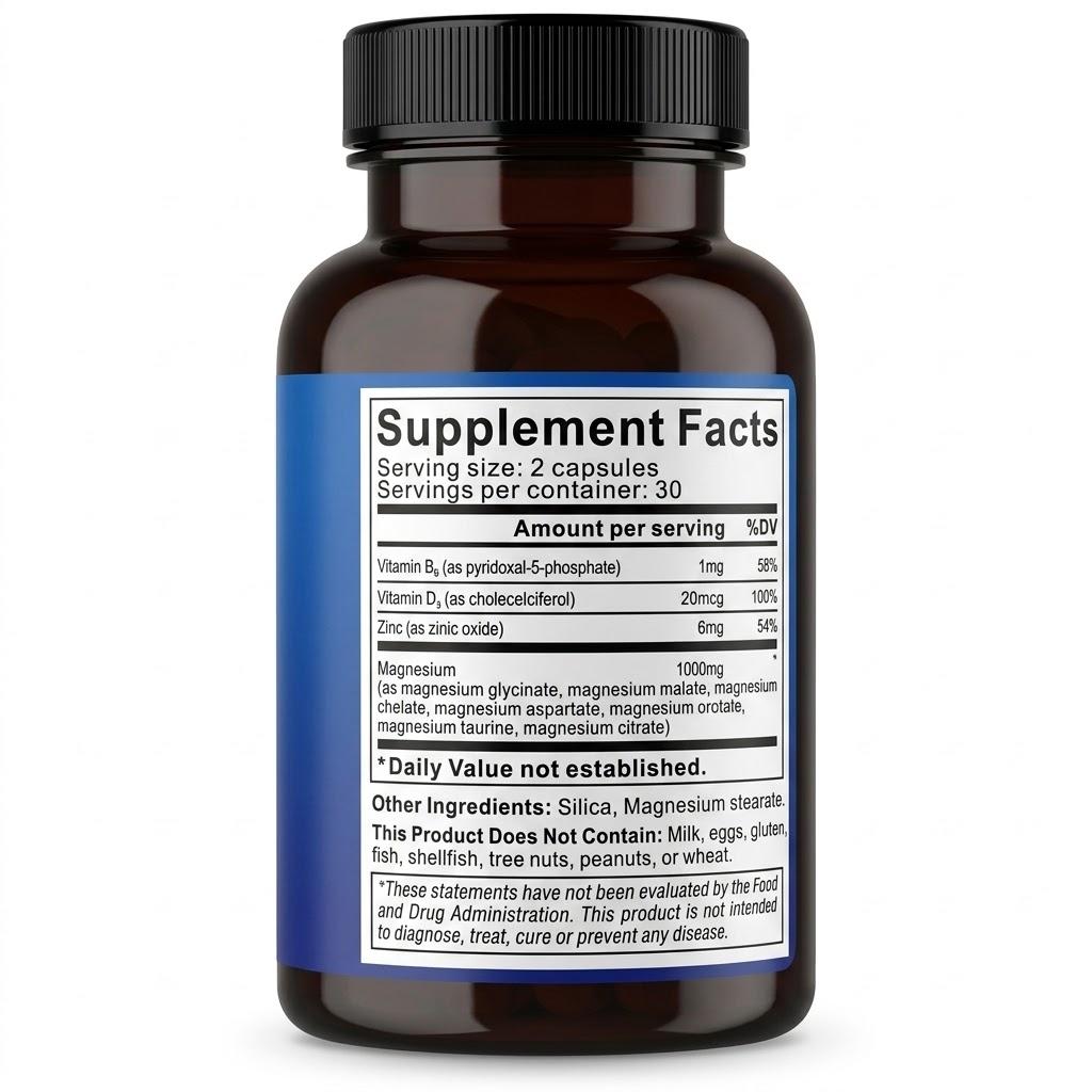 1000mg Magnesium Complex - 10 Elemental Magnesium Complex & Zinc for Calming Sleep & Relax