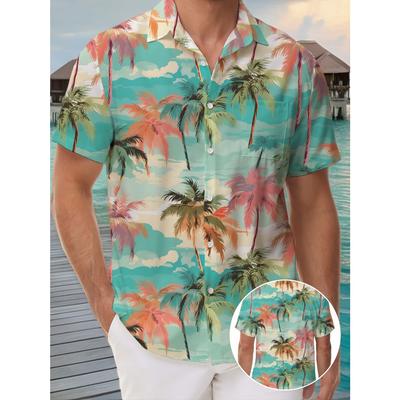 Chemise à manches courtes boutonnée pour homme, style tropical hawaïen