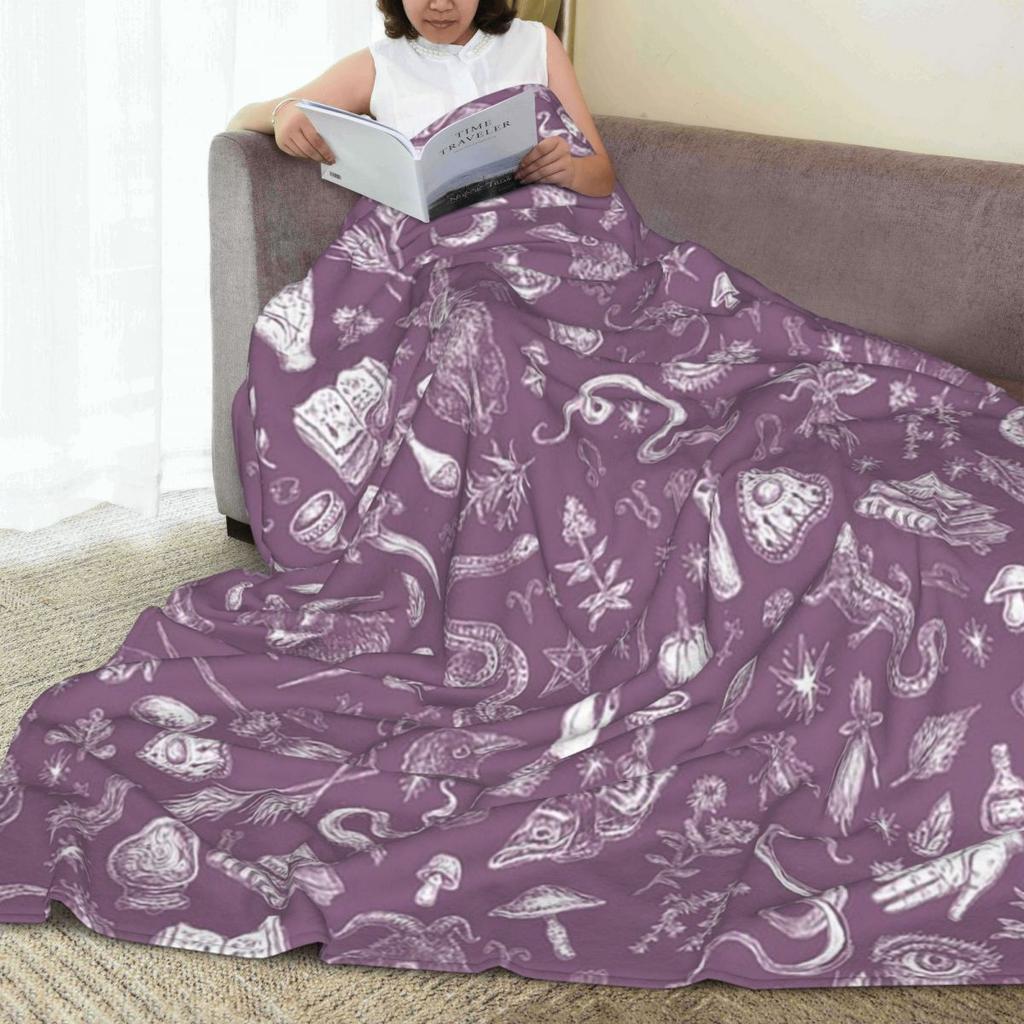 Purple Salem Witch Blankets Fleece Sofa Throw Blanket Warm for Home Bedroom Office Throws Bedspread Quilt