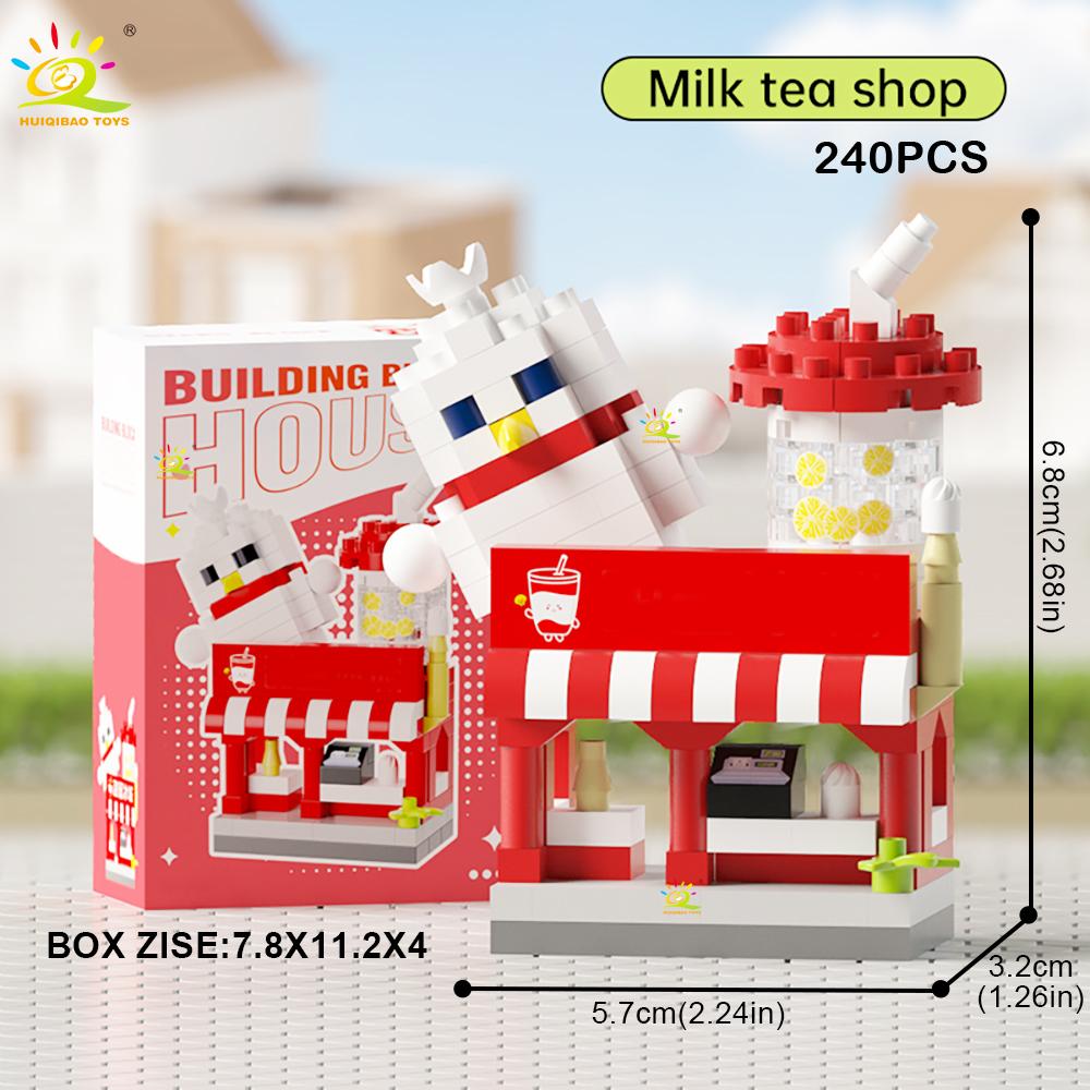 MOC Street Shop model Micro Building Block Burger Fried Flower Model Mini Brick Toy for Children Desk Decoration