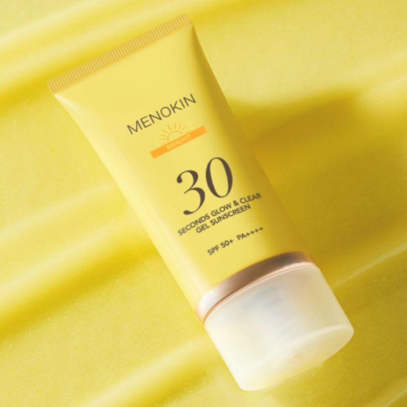 Menokin Glow & Clear Gel Sunscreen Bright SPF50+ PA++++ Glutathione Hydrating Korean Sunscreen No White Cast 50ml